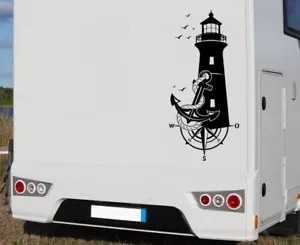 Wohnmobil Aufkleber Auto WOMO Camping Meer Möwe Leuchtturm Anker Kompass 38 - Bild 1 von 1