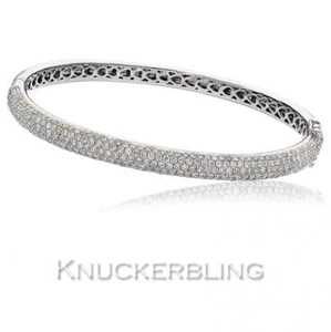 3.50ct F VS Round Brilliant Cut Pave Diamond Bangle set in 18ct White Gold - Picture 1 of 1