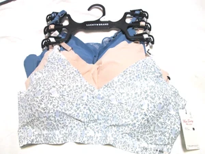Sujetador Lucky Brand 3 LAZER CUT LOUNGE-Almohadillas Extraíbles-Talla L-NUEVO CON ETIQUETAS-RET 84.-BEIGE/AZUL - Imagen 1 de 12