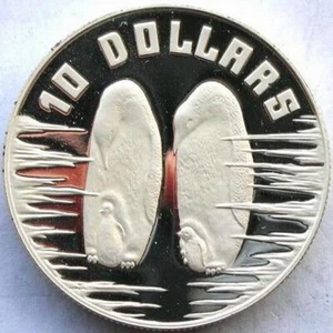 Australia 1992 Emperor Penguins 10 Dollar 1.3oz Piedfort Silver Coin,Proof - Picture 1 of 3