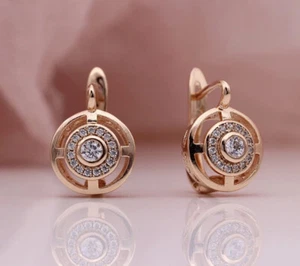 18K ROSE GOLD FILLED CIRCLE HOOP EARRINGS MADE WITH SWAROVSKI CRYSTAL GIFT GF51 - Picture 1 of 6