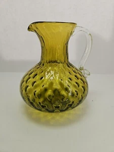 Pilgrim Green Quilted Diamond Optic Glass Pitcher - Picture 1 of 8