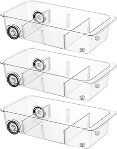 Fridge Organizer Bins With Wheels, 3 Pack Roll Out Refrigerator Organizers And - Picture 1 of 12
