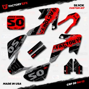 Gray & Red Slick Racing Graphics Kit fits 04-12 Honda Crf50 CRF 50 Decals - Picture 1 of 5