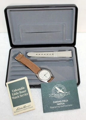 Eddie Bauer Lona Campo Hombre Calendario Militar Reloj Conjunto en Estuche 1990 Foto 1 de 4