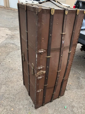Vintage 1898 Innovations Wardrobe Steamer Trunk Chest Beautiful Stamps 51” x 17” Cover
