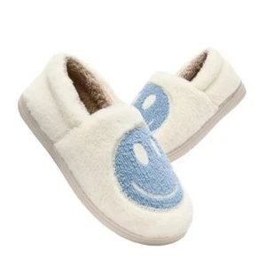 Kids Smile Face Slippers for Boys Girls, Cute 9.5-10.5 Little Kid White Blue - Picture 1 of 8