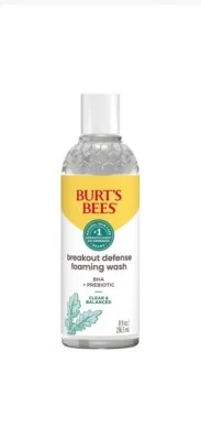 NEW Burt's Bees Foaming Face Wash, BHA Breakout Defense Cleanser All Skin Types - Imagem 1 de 4