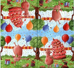SERVIETTES EN PAPIER COCHON EN FETE NASTJA HOLTFERTER. PAPER NAPKINS PIGGS PARTY - Picture 1 of 1
