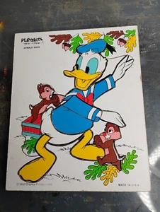 Vintage Playskool Disney Donald Duck Chip and Dale 9 Piece Children Wood Puzzle - Picture 1 of 3