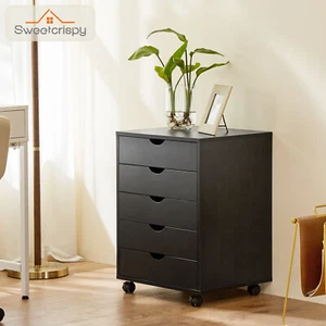 5 Drawer Dresser Chest Mobile Storage Cabinet Display Organizer with Wheels - Picture 1 of 23