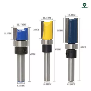 3pcs Router Bit Set Template Cutter 1/4 Shank Straight Woodwork Wood Flush Trim - Picture 1 of 7
