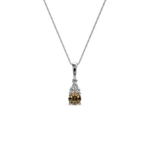 Smoky Quartz & Diamond Pendant 1/3 ctw in 14K Gold with 18'' Chain JP:151263 - Picture 1 of 13