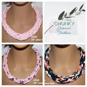 Unique! F2304-06 Chunky Finger Knit 20" Adjustable Tie Necklace - Picture 1 of 4