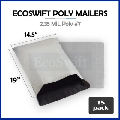 15 14.5x19 ECOSWIFT WHITE POLY MAILERS SHIPPING ENVELOPES BAGS