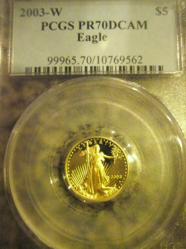 2003-W PCGS $5 PR70DCAM  1/10 OZ. 0.917 Fine Gold American Eagle - Image 1 of 1
