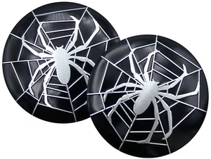 2x Spider Web Decal Sticker Emblem Fender Auto Car Truck 2.20" Metal Dome Shape - Foto 1 di 13