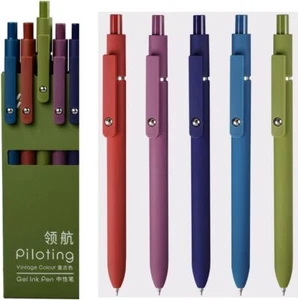 5 pack Black Gel Pens Quick Dry Ink Pens 0.7mm Fine Point Retractable Roller ... - Picture 1 of 9