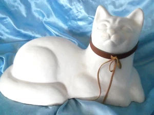 Lrg White Bisque Cat statue figurine 12" - Picture 1 of 5