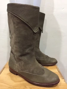 VTG❤️ GUCCI Riding Boots Suede Leather Fold Over Taupe Sz 37 7  - Picture 1 of 9