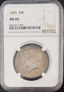 1965 BUSINESS STRIKE KENNEDY HALF DOLLAR MS65 NICE ORIGINAL COLOR SEE PICS  -029 - Picture 1 of 2