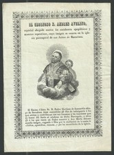 Lamina antigua grabado de San Andres Avelino holy card santino image pieuse