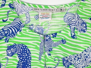 GRETCHEN SCOTT Tiger Tails Cotton Tunic Dress Cover Up Womens M Blue Green - Picture 1 of 10