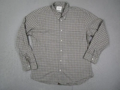 Camisa Billy Reid Para Hombres XL Gris Oliva Cuadros Abotonada Estándar Hecha en Italia Foto 1 de 4