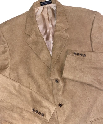 Andrew Fezza Mens Blazer Tan Faux Suede Microfiber Sport Coat Jacket 44R - Image 1 of 4