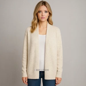 Club Monaco Speckled Cashmere Blend Open Front Cardigan Sweater Cream Size XS - Bild 1 von 8