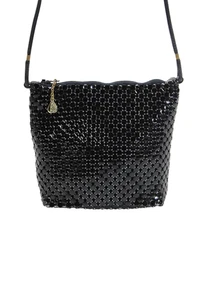 Whiting And Davis Womens Chain Mail Gold Tone Crossbody Shoulder Handbag Black - Picture 1 of 8