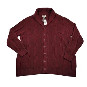 Oak Hill Strickjacke Pullover Herren 3XLT Big & Tall weinrot Knopfleiste Langarm Kutte - Bild 1 von 11