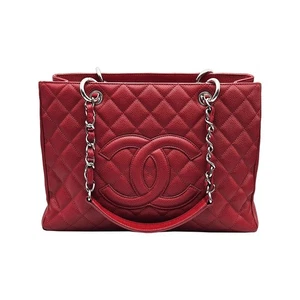 Bolso de hombro CHANEL piel roja cadena plateada Grand Shopping A50995 144726132 - Imagen 1 de 8