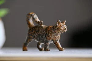 2,4" Leopardenmuster Stein geschnitzt Katze natürlicher Quarz Kristall Reiki sammeln Geschenk 1x - Bild 1 von 10