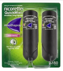 Nicorette QuickMist Mouth Spray 2 x 150 Sprays – Cool Berry Craving Relief - Picture 1 of 1