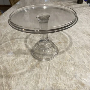 EAPG 8” Round Clear Glass Pedestal Cake Bakers Stand - Picture 1 of 20