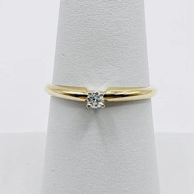 14k Gold Diamond Ring Solitaire Engagement Size 6.25 Yellow White 585 - Image 1 of 4