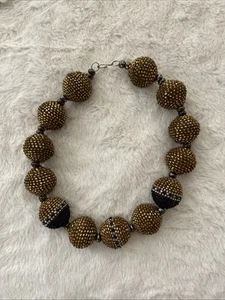 Vintage Huge Runway Statement Glass Seed Bead Necklace Stunning 18.5” - Picture 1 of 6