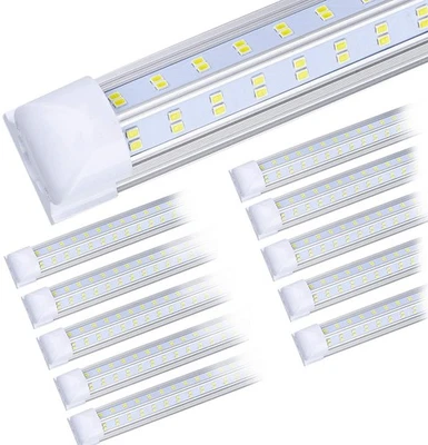 (pacote com 10) luminária LED de 8 pés para loja, 120W 19000LM 6000K, branco frio, formato V... - Imagem 1 de 4