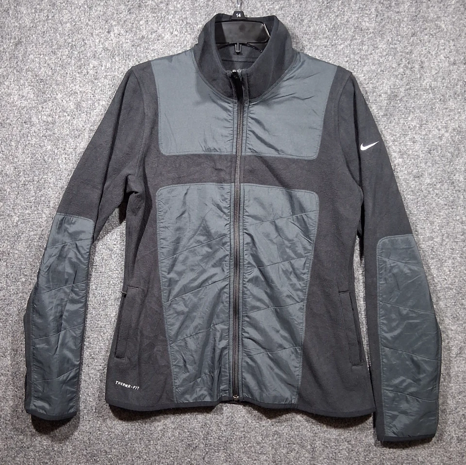 Chaqueta Nike Para Mujer Talla Mediana Negra Activa Manga Larga Gimnasio Ajuste Térmico Cremallera Completa Foto 1 de 4
