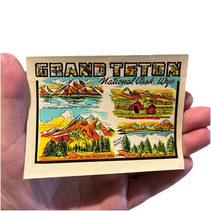 Vintage Grand Teton National Park Wyoming Auto Decal 3x4 - Picture 1 of 1
