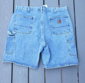 Pantaloncini jeans Carhartt vintage uomo 40 carpentiere cargo BELLI! Denim blu B29 STW - Foto 1 di 9