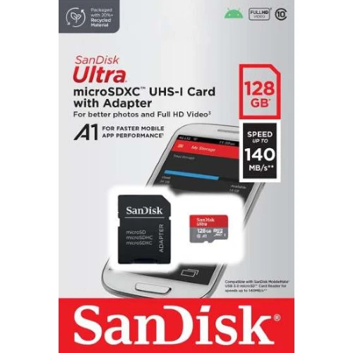 Scheda SanDisk Ultra 128GB microSDHC / microSDXC UHS-I fino a 140MB/s - Immagine 1 di 1