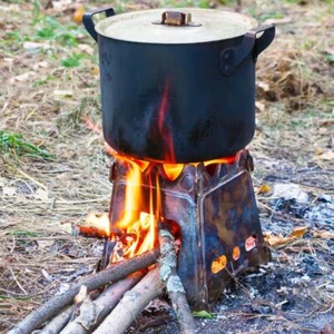 Portable Stainless Steel Wood Stove Outdoor Camping Foldable Burning Cooker - Picture 1 of 6
