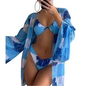 Swimsuit Women With Cover Up Underwired Swimwear Three-Piece Bikini Set  - Bild 1 von 9