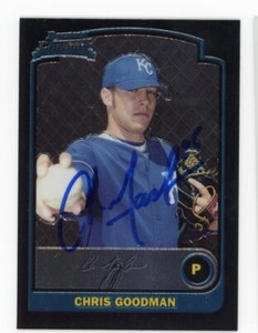 SIGNED BASEBALL CARD AUTO 2003 BOWMAN CHROME KANSAS CITY ROYALS CHRIS GOODMAN 71