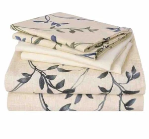 JSD 6-teiliges grünes Blumenblatt-Set Queen-Size, weich botanisch bedruckt Mikrofaser - Bild 1 von 8