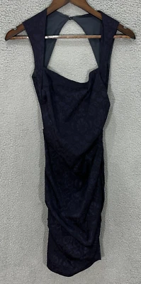 Nicole Miller 系列铅笔裙女式 2 蓝色花卉锦缎褶皱活动 — 第 1/4 张图片