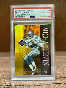 MICHAEL IRVIN 2003 Leaf Limited 23 GOLD Spotlight Cowboys Refractor /25 PSA 10 - Picture 1 of 2