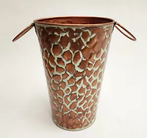 Rustic Copper Flower Pail Planter Metal Bucket Ring Handles Wedding Tin Bucket - Picture 1 of 1